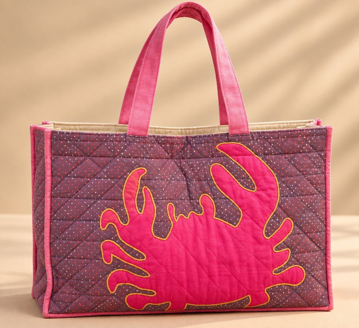 Wine Patch Work Quilted Tote Bag - Charkha TalesWine Patch Work Quilted Tote Bag