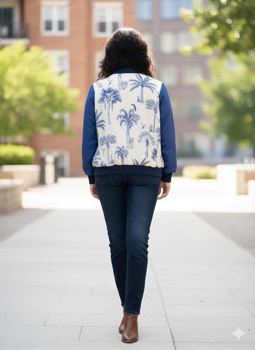 Women Cotton Jacket - Royal Blue - Charkha TalesWomen Cotton Jacket - Royal Blue