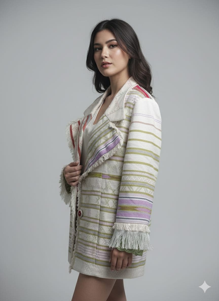 Women Cotton Long Jacket - Off - White - Charkha TalesWomen Cotton Long Jacket - Off - White