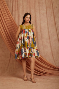 Women Digital Print Dress - Olive green