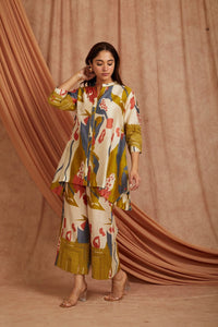 Olive Green Digital Print Short Kurta Set