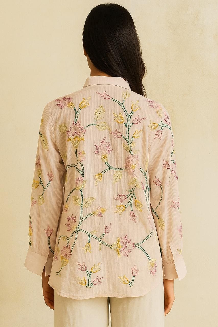 Women Embroidered Top - Off - White - Charkha TalesWomen Embroidered Top - Off - White