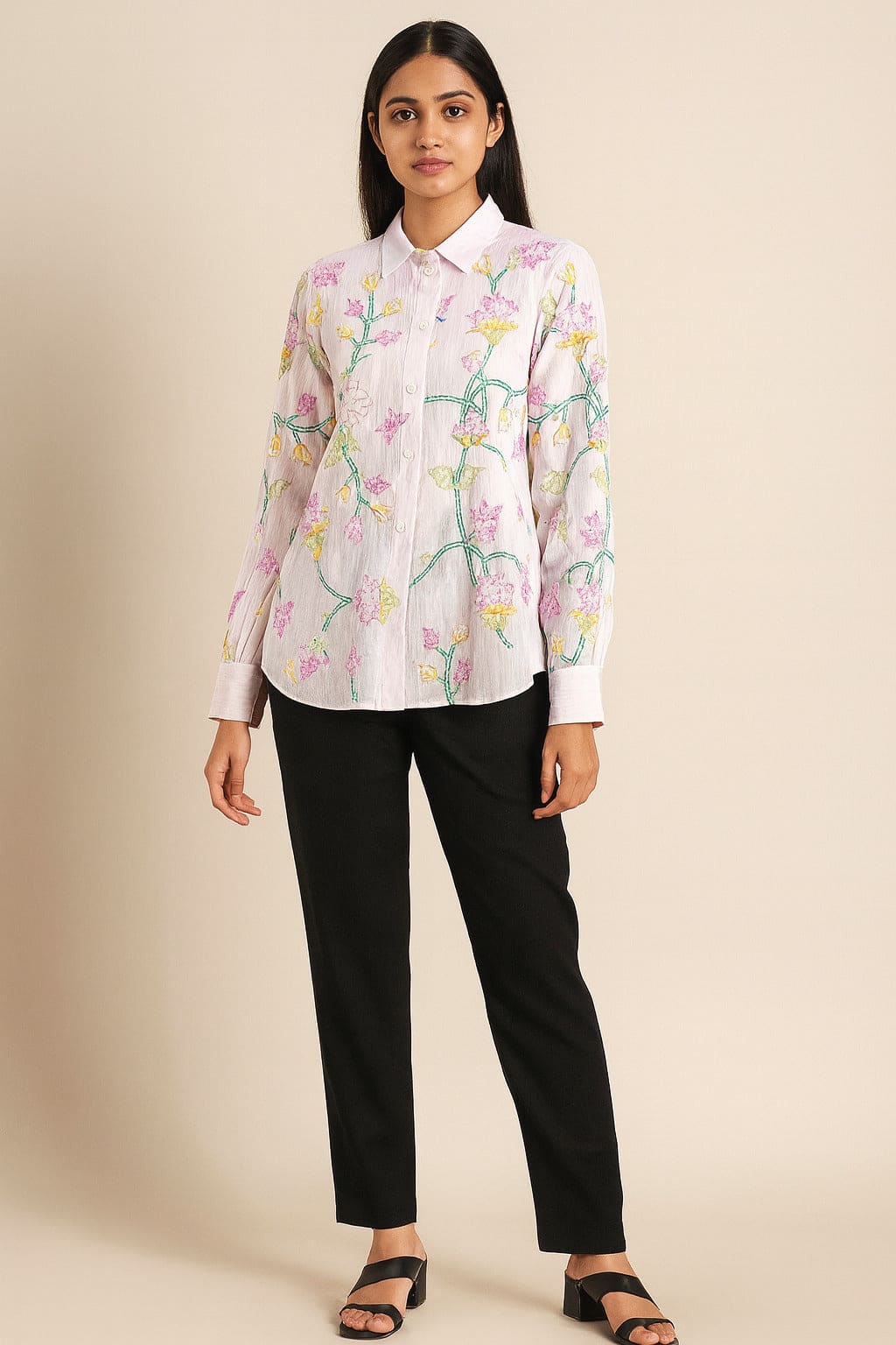 Women Embroidered Top - Off - White - Charkha TalesWomen Embroidered Top - Off - White