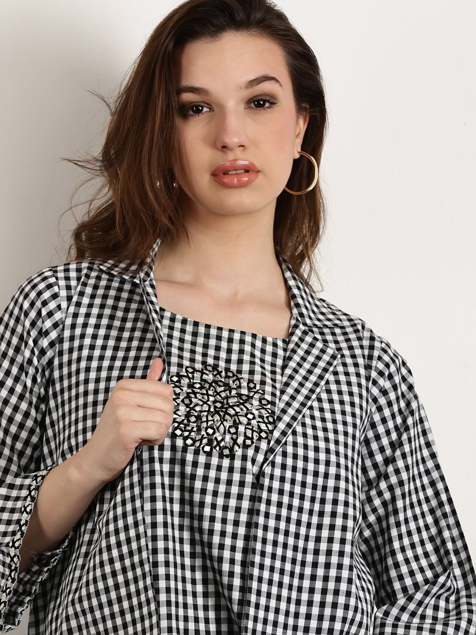 Women Gotta Top With Jacket Set - Black - Charkha TalesWomen Gotta Top With Jacket Set - Black