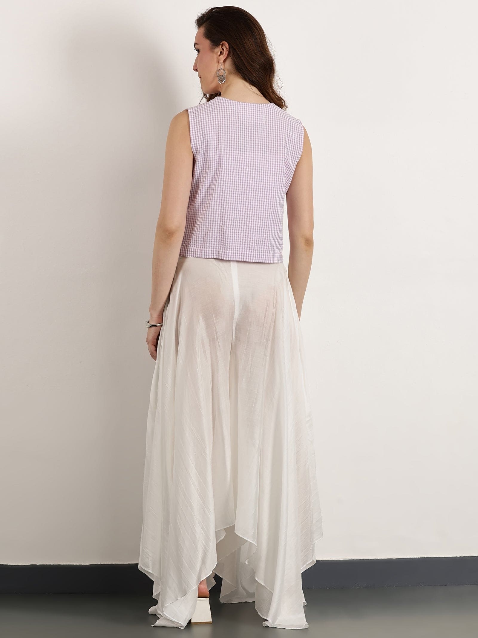 Women Gotta Work Checks Top Set - Light Purple - Charkha TalesWomen Gotta Work Checks Top Set - Light Purple