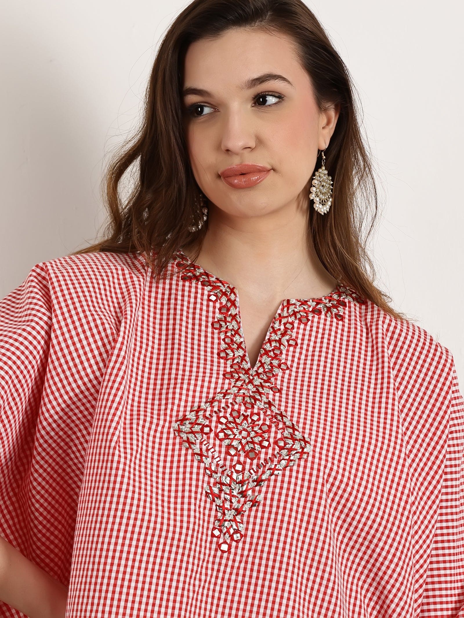 Women Gotta Work Checks Top Set - Red - Charkha TalesWomen Gotta Work Checks Top Set - Red