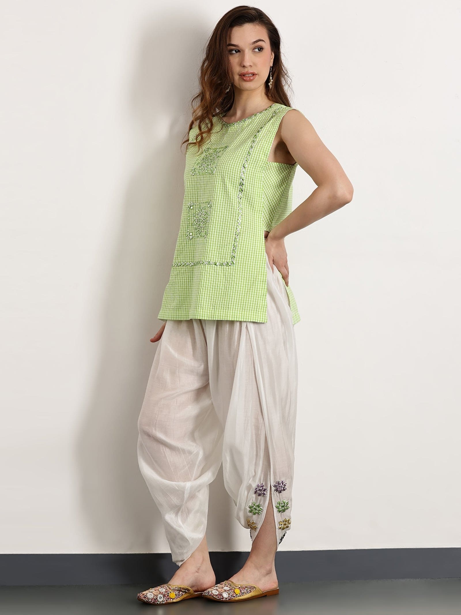 Women Gotta Work Top Set - Leafy Green - Charkha TalesWomen Gotta Work Top Set - Leafy Green