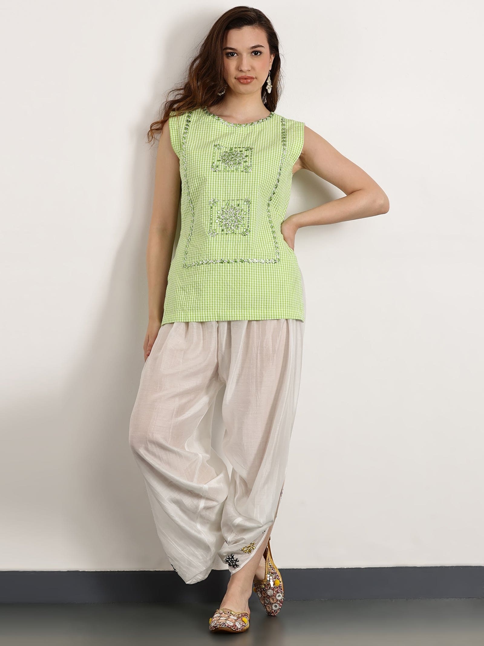 Women Gotta Work Top Set - Leafy Green - Charkha TalesWomen Gotta Work Top Set - Leafy Green
