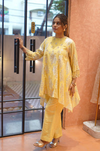 Women Lurex Cotton Co-Ord Set - Yellow