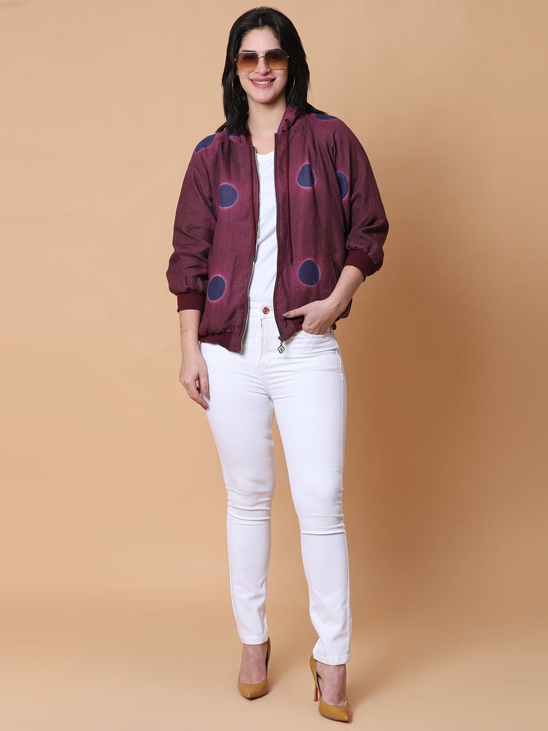 Woolen Hoodie Tie & Dye Jacket - Majenta - Charkha TalesWoolen Hoodie Tie & Dye Jacket - Majenta