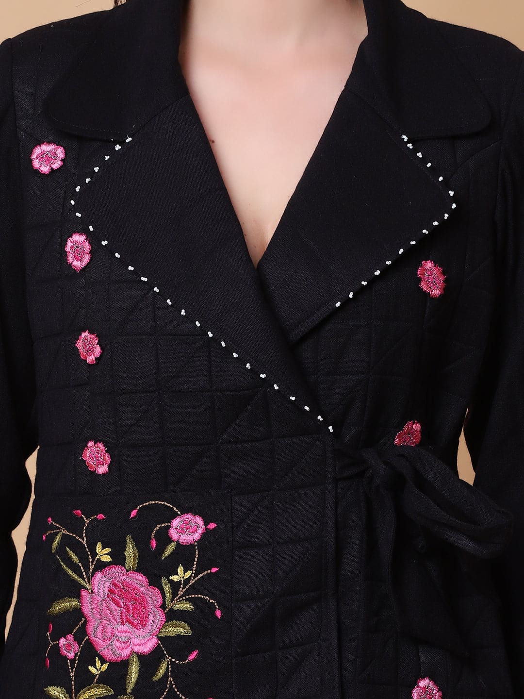 Woolen Skirt & Top Set - Black - Charkha TalesWoolen Skirt & Top Set - Black