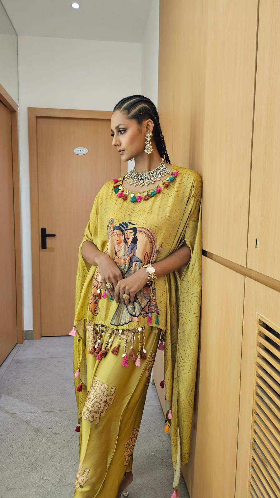 Yellow Kalighat Indian Print Co-Ord Set - Charkha TalesYellow Kalighat Indian Print Co-Ord Set