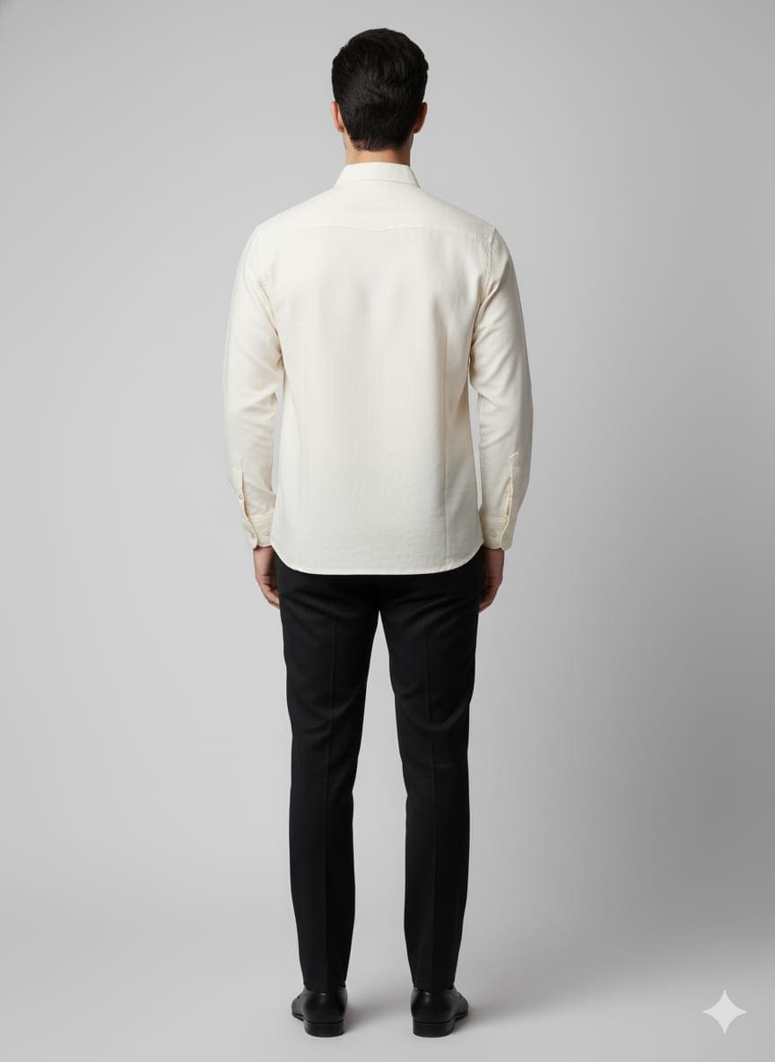 Zardozi Patch Work Men Shirt - Off - White - Charkha TalesZardozi Patch Work Men Shirt - Off - White