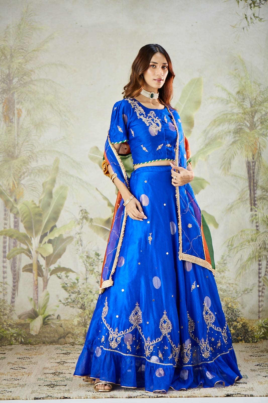 Zardozi Work Women Lehenga Set - Blue - Charkha TalesZardozi Work Women Lehenga Set - Blue