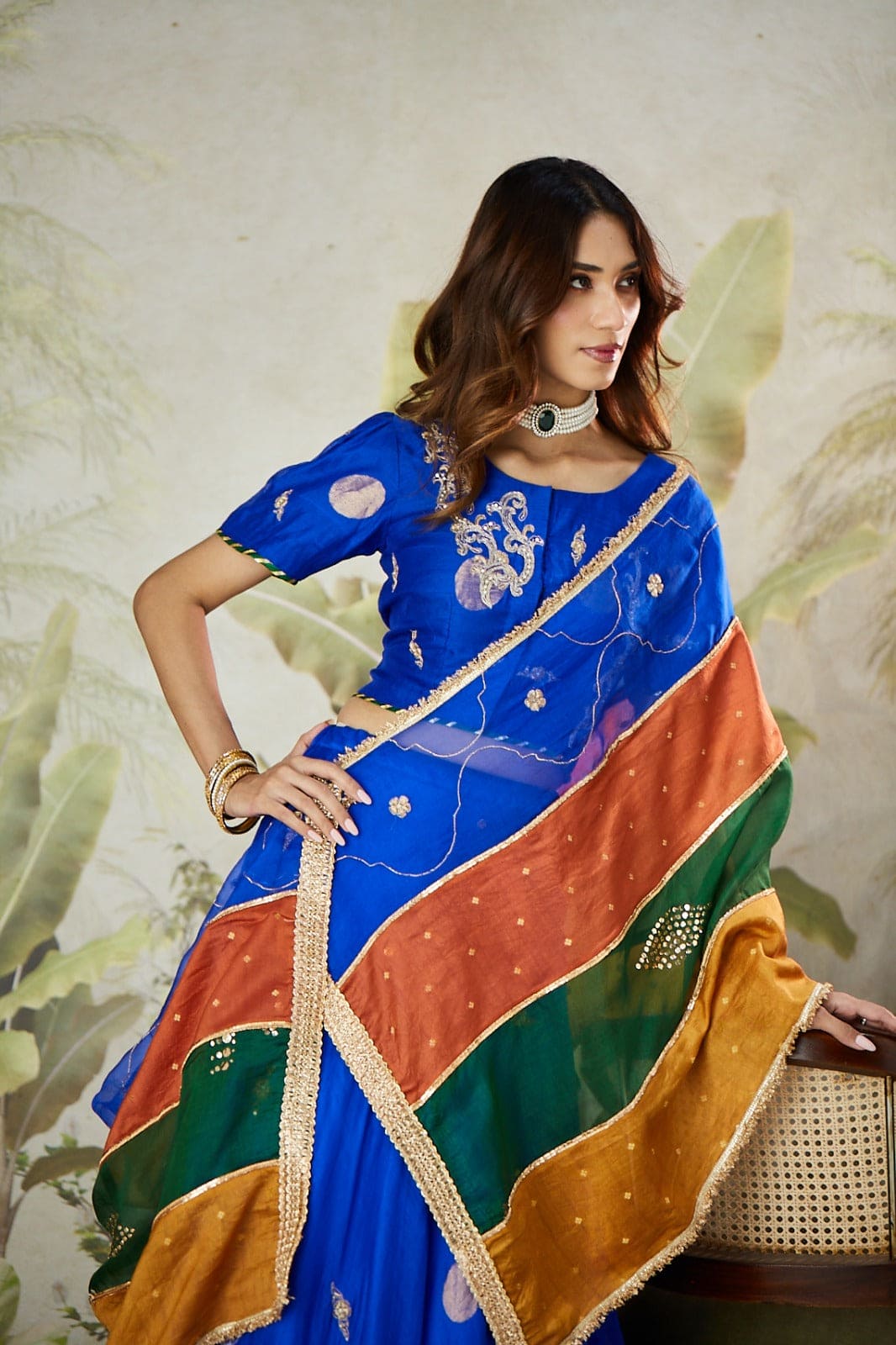 Zardozi Work Women Lehenga Set - Blue - Charkha TalesZardozi Work Women Lehenga Set - Blue