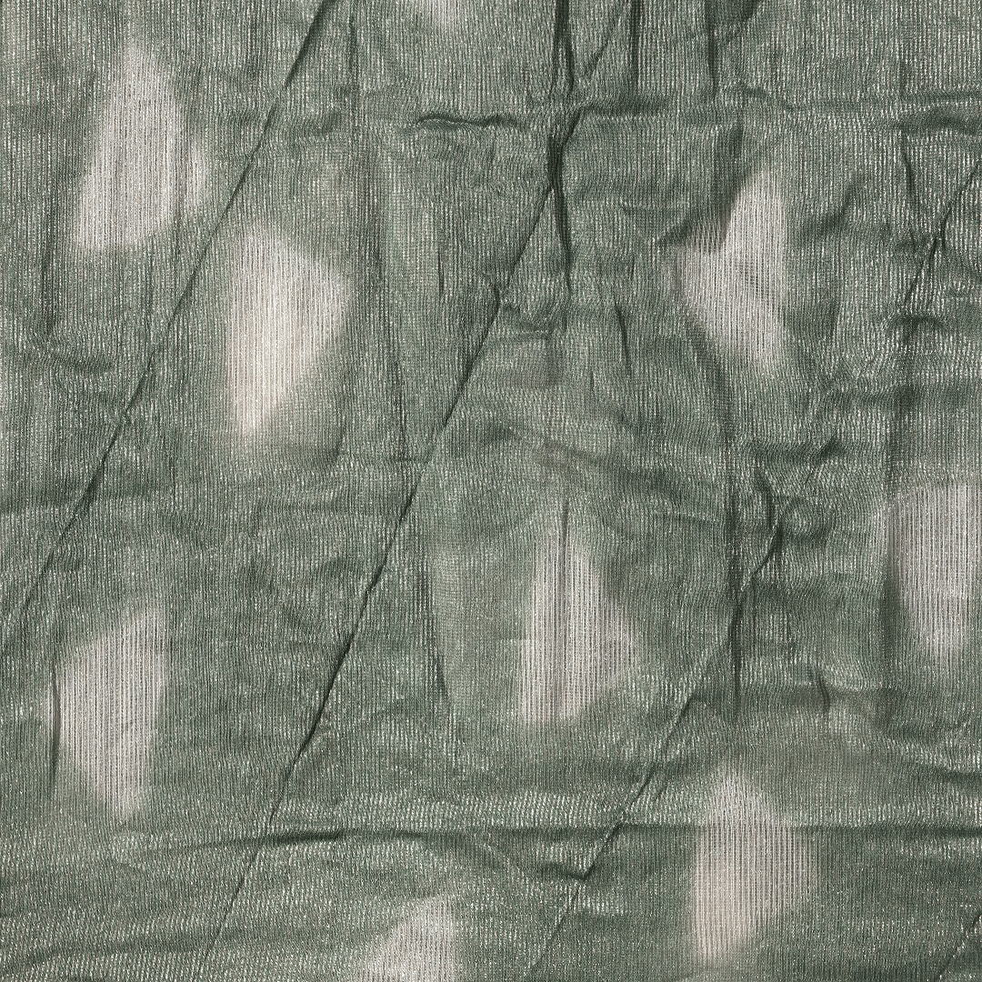 Clamp Dye Silk Chanderi Fabric -Olive Green