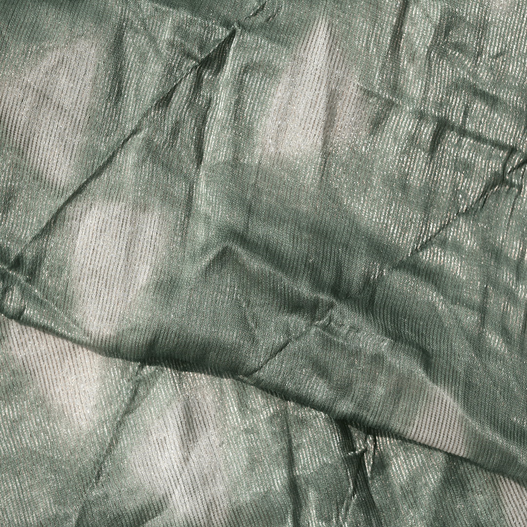 Clamp Dye Silk Chanderi Fabric -Olive Green