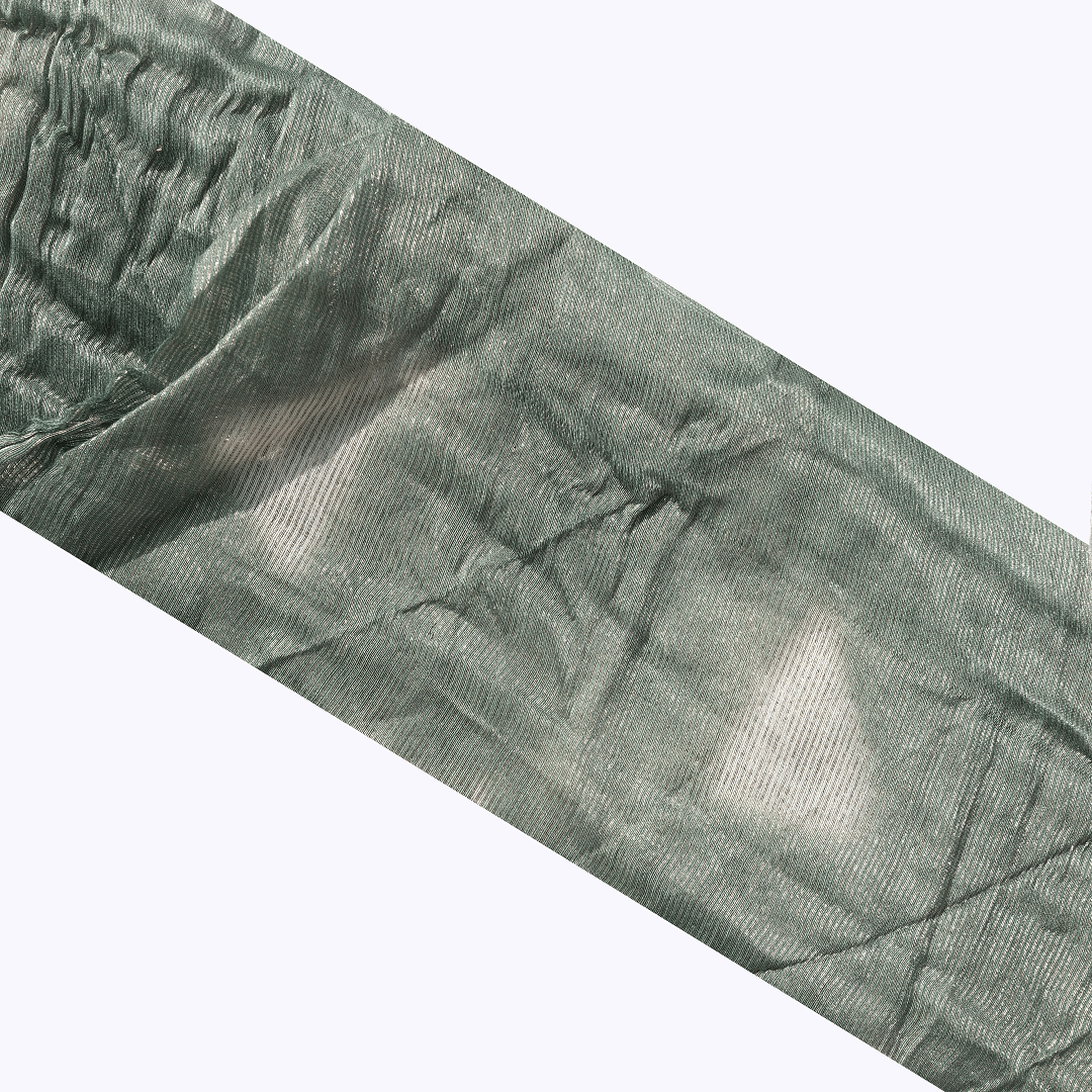 Clamp Dye Silk Chanderi Fabric -Olive Green