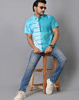 Sky Blue Tie Dye Men Shirt