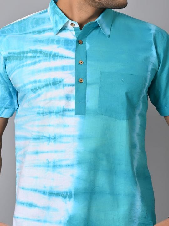 Sky Blue Tie Dye Men Shirt