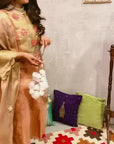 Women Peach Rajwada & Zari Kurta Set