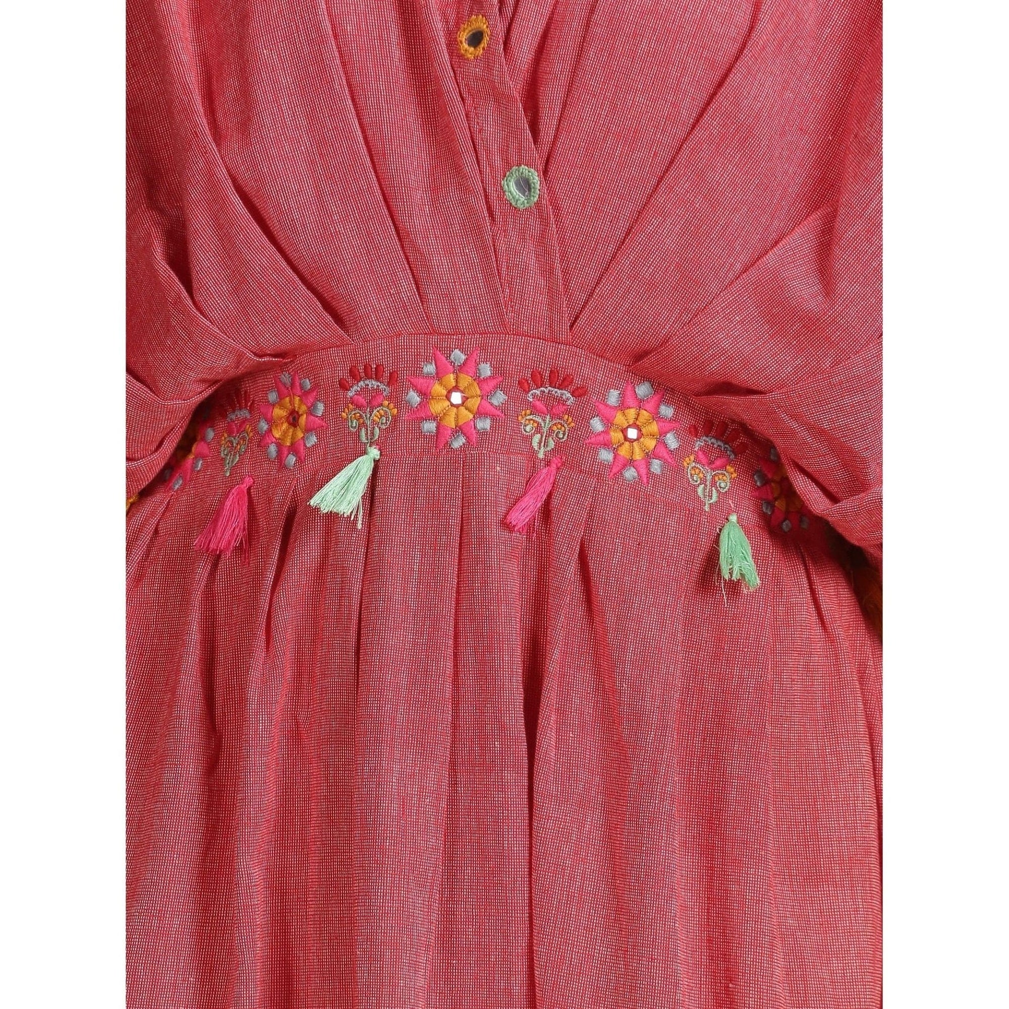 Abstract Floral Kaaftan - Red - Charkha TalesAbstract Floral Kaaftan - Red