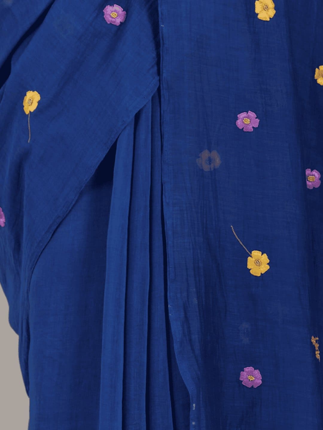 Adda Work Silk Chanderi Saree - Blue - Charkha TalesAdda Work Silk Chanderi Saree - Blue
