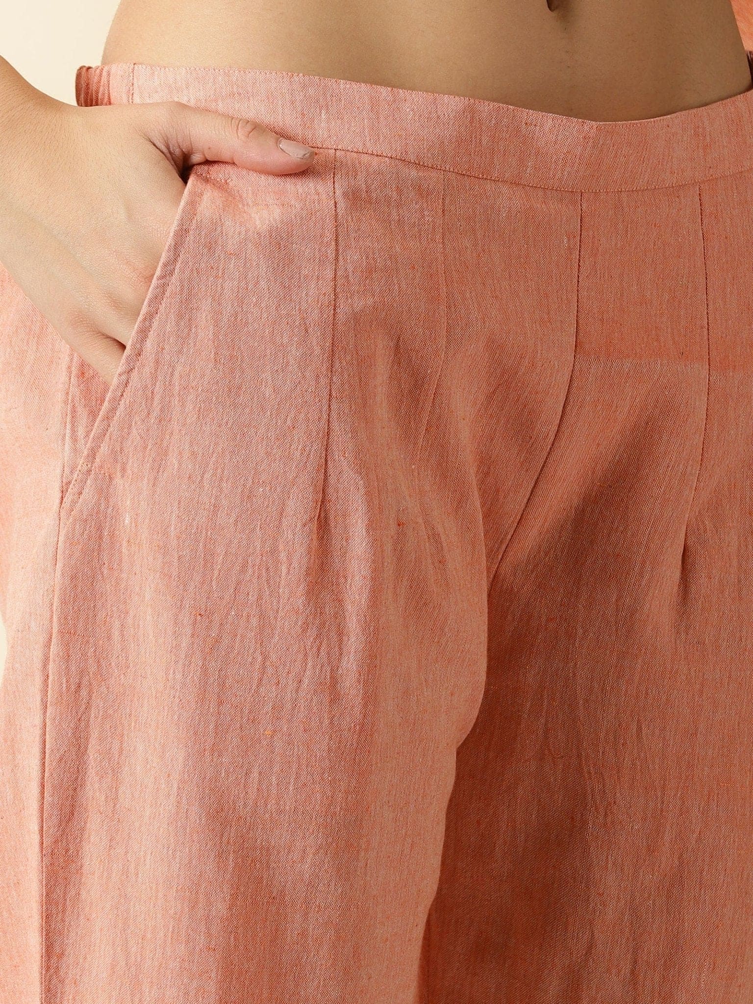 Applique Work Kurta Set - Salmon Pink - Charkha TalesApplique Work Kurta Set - Salmon Pink