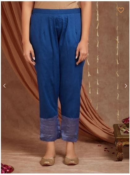 Banarsi Shimmer Kurta Set - Blue - Charkha TalesBanarsi Shimmer Kurta Set - Blue