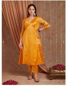 Banarsi Shimmer Kurta Set - Yellow