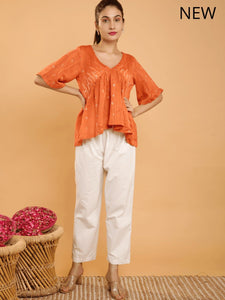 Bandhani Peplum Co-Ord Set - Orange