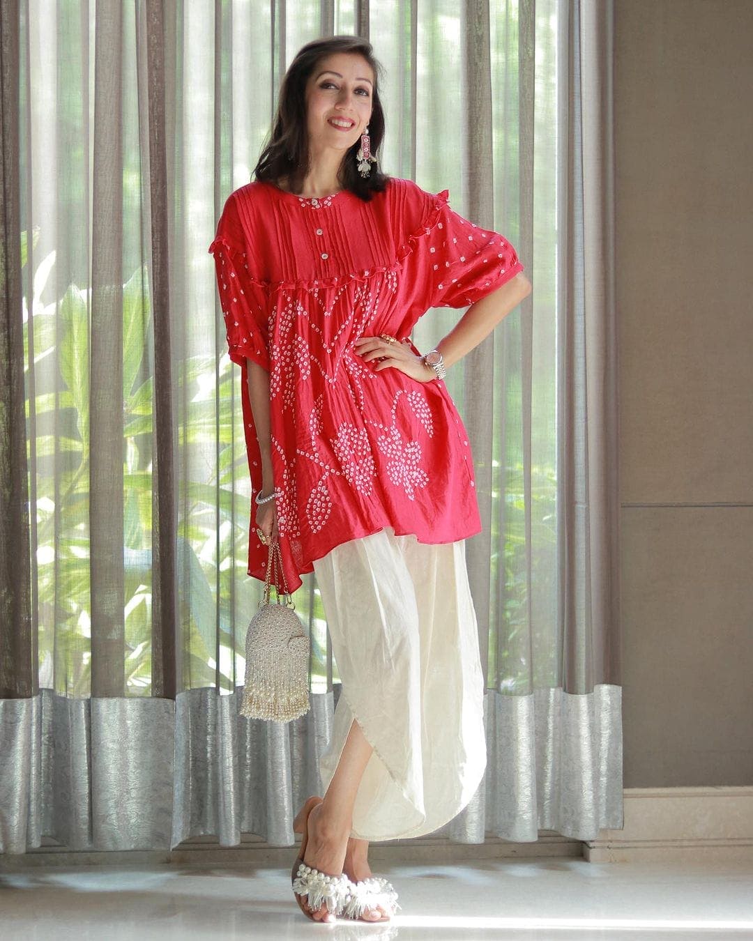 Bandhej Pattern Co - Ord Set - Red - Charkha TalesBandhej Pattern Co - Ord Set - Red