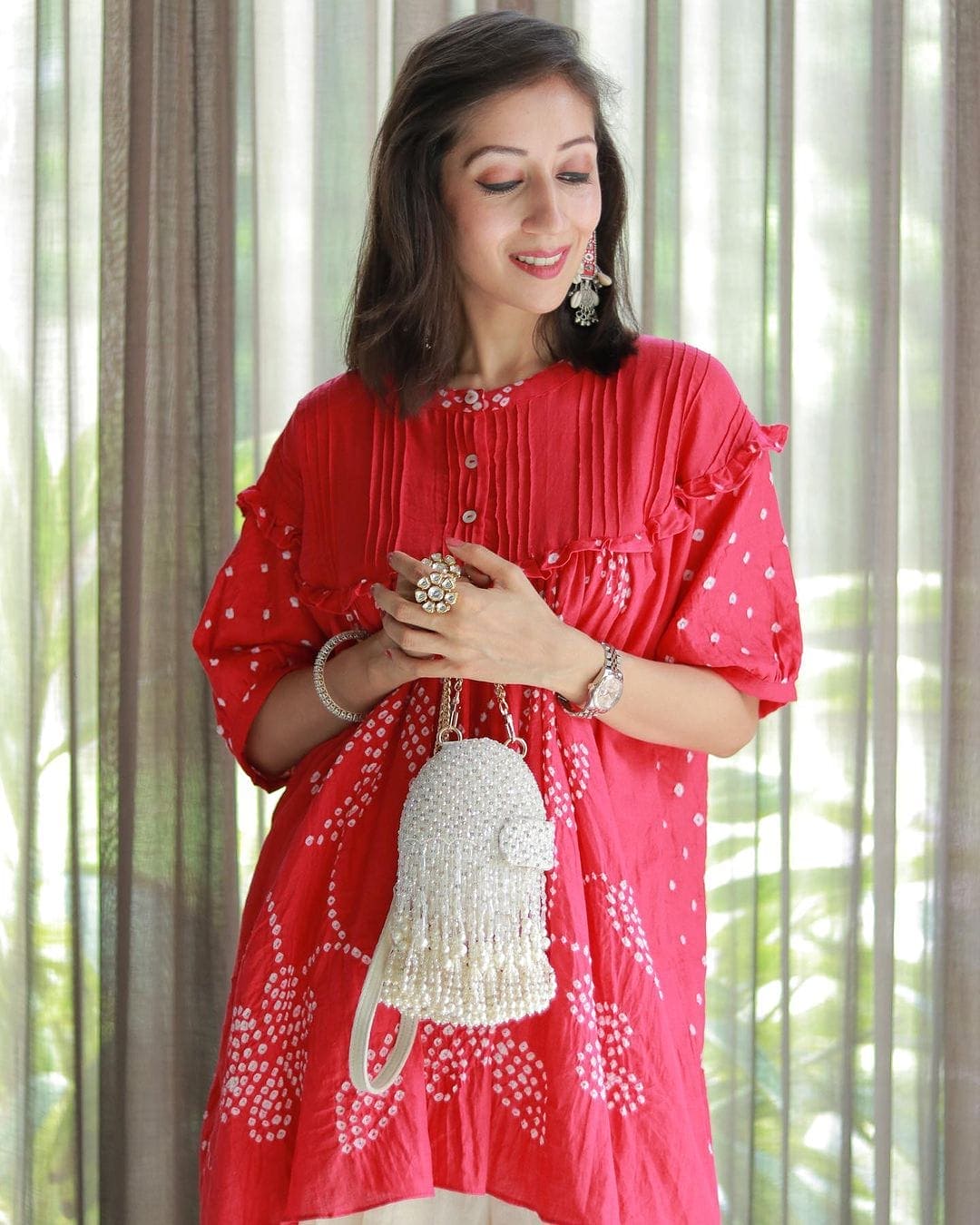 Bandhej Pattern Co - Ord Set - Red - Charkha TalesBandhej Pattern Co - Ord Set - Red