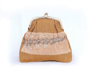 Bead Work Clutch - Golden Peach