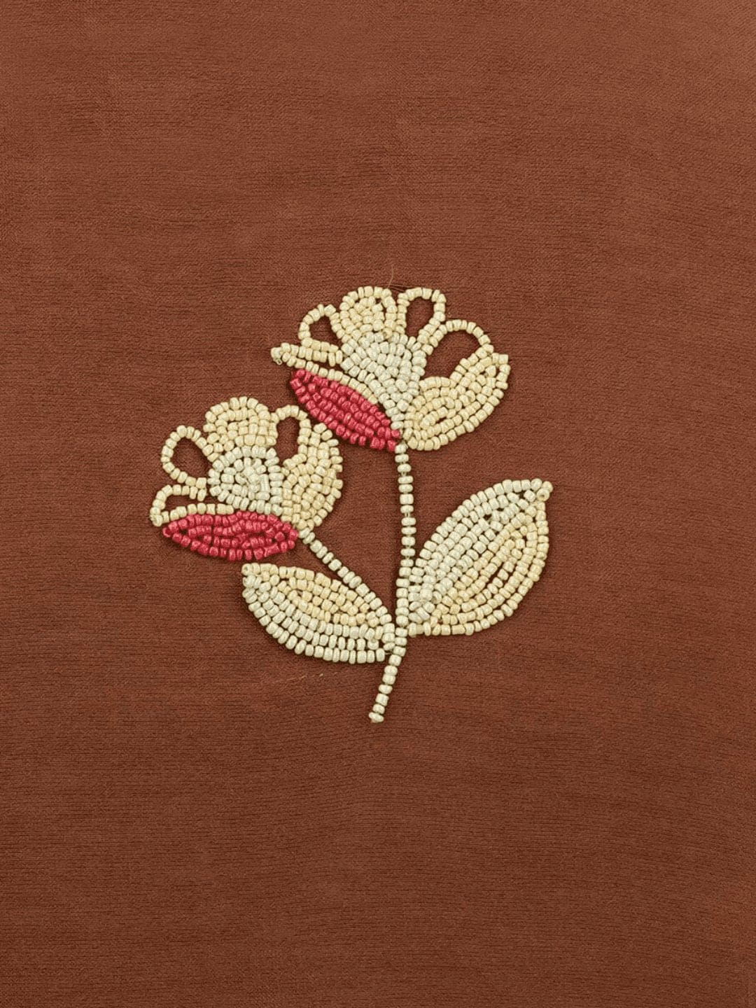 Beads Work Chanderi Silk Blouse - Brown - Charkha TalesBeads Work Chanderi Silk Blouse - Brown