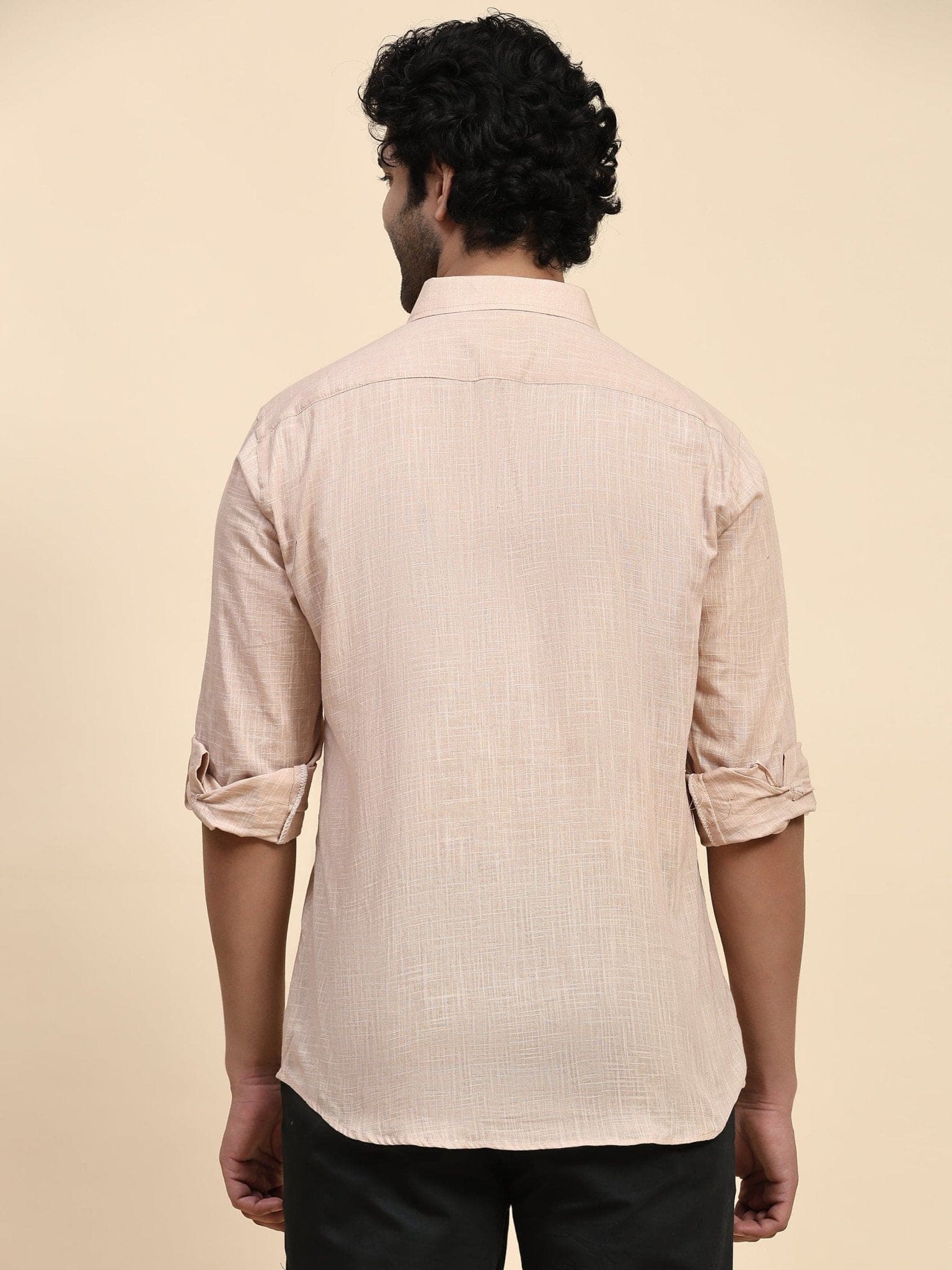 Beige Cotton Men Shirt - Charkha TalesBeige Cotton Men Shirt