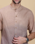 Beige-Grey Ombre Slub Shirt - Charkha TalesBeige-Grey Ombre Slub Shirt