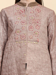 Khadi Cotton Kantha Jacket - Beige