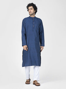 Bengal Cotton Kurta Set - Navy Blue