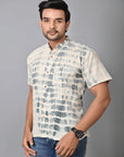 Black & White Tie Dye Men Shirt - Charkha TalesBlack & White Tie Dye Men Shirt