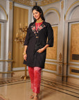 Black Wollen Coat Parsi Embroidered Jacket - Charkha TalesBlack Wollen Coat Parsi Embroidered Jacket