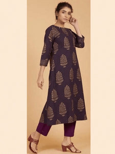 Block Print Cotton Kurta Set - Purple