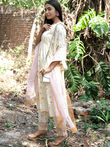 Block Print Women Kurta set - Yellow