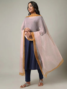 Block Printed Kota Dupatta - Pink-Orange