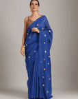 Blue Adda Work Silk Chanderi Saree - Charkha TalesBlue Adda Work Silk Chanderi Saree