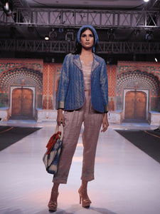Banarasi Zari Quilted Women Jacket - Blue