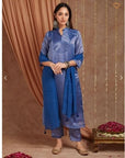 Blue Chanderi Silk Shimmer Kurta Set - Charkha TalesBlue Chanderi Silk Shimmer Kurta Set