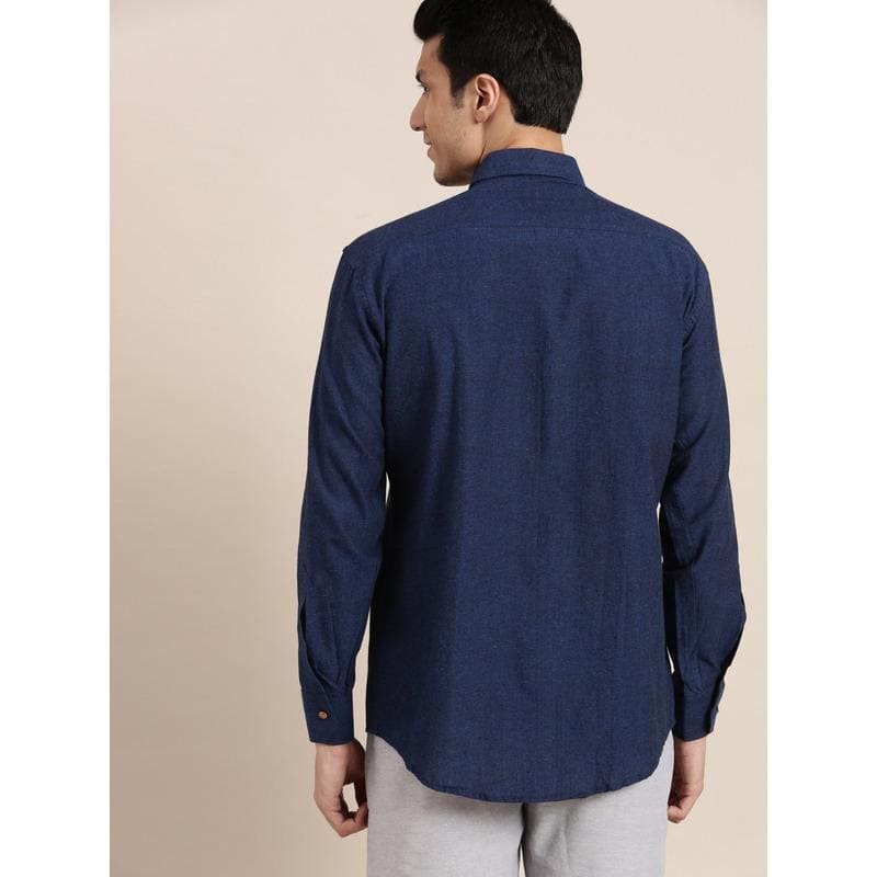 Blue Khadi Men Shirt - Charkha TalesBlue Khadi Men Shirt