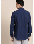 Blue Khadi Men Shirt - Charkha TalesBlue Khadi Men Shirt