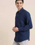 Blue Khadi Men Shirt - Charkha TalesBlue Khadi Men Shirt